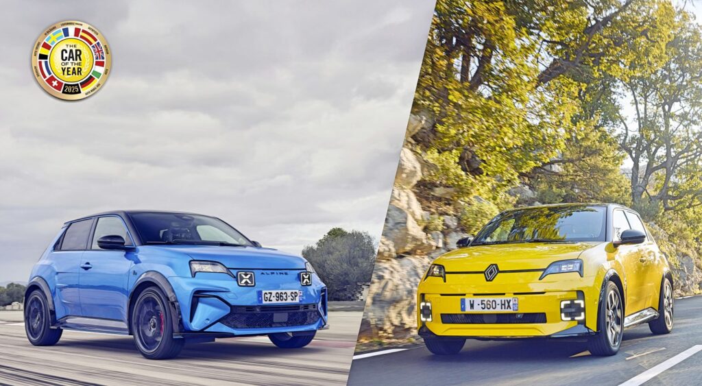 Autem roku 2025 jsou letos dva vozy. Renault 5 E-Tech elektrický a Alpine A290